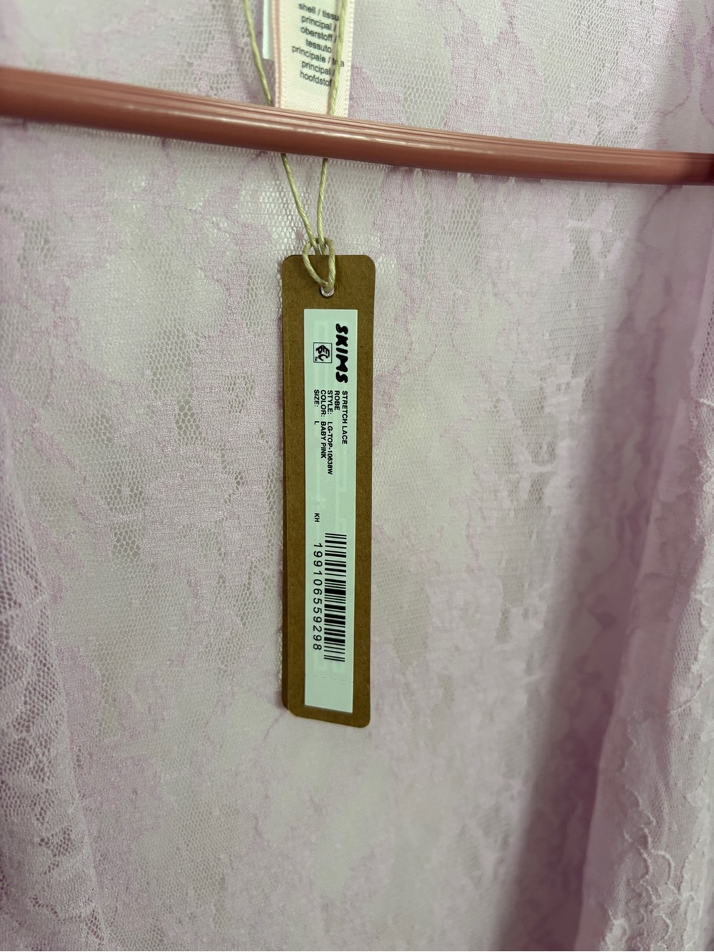 SKIMS Baby Pink Stretch Lace Robe - Picture 6 of 7
